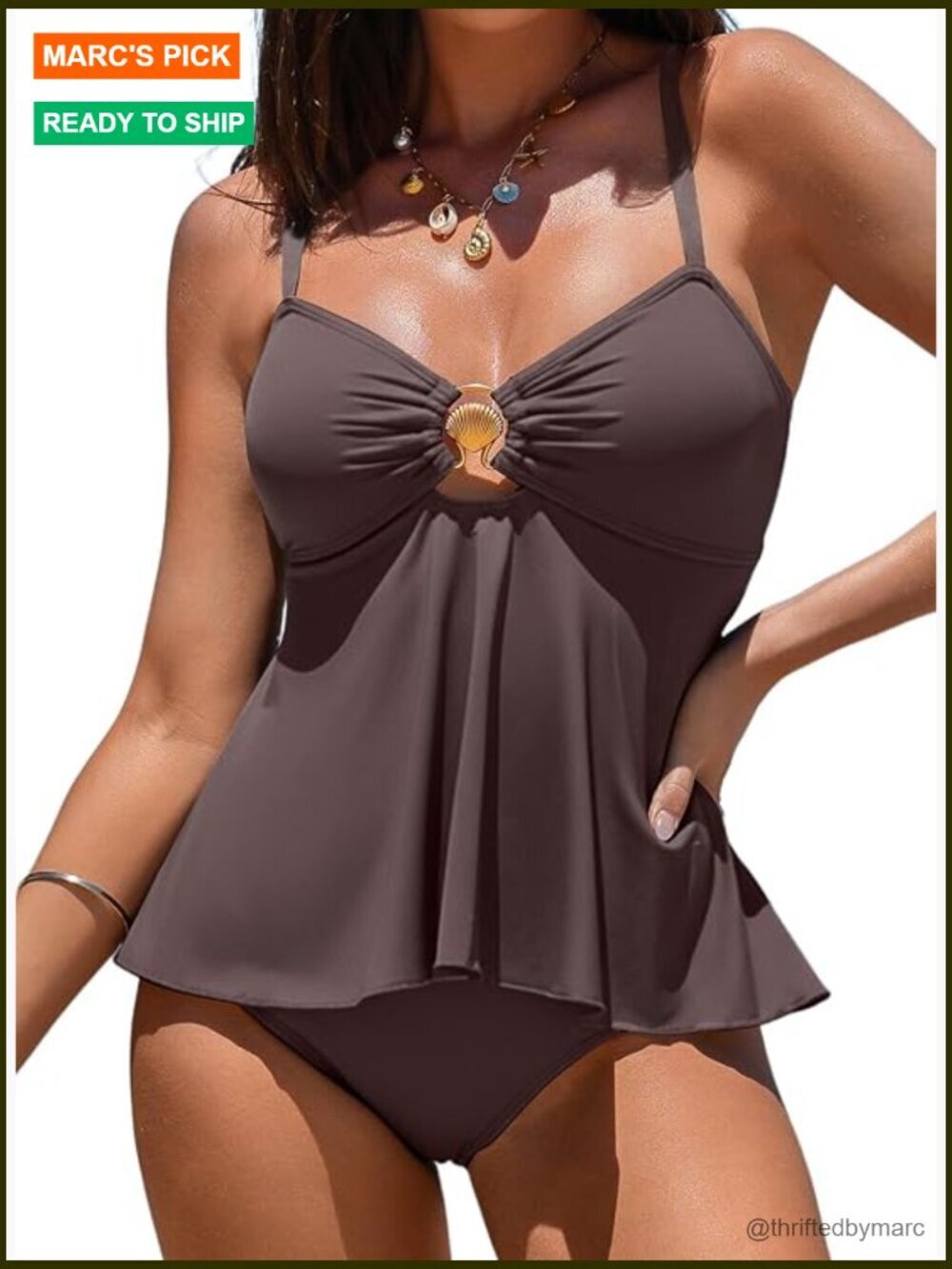 Women's Tankini Set Bandeau High Waisted Bottom 2 Piece Swimwear